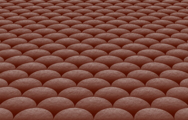 Brown background. Road, pavement, sidewalk made of round cobblestones. Vector illustration.