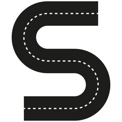 Winding road icon. Curvy path symbol. S shape Vector. Transport route graphic.