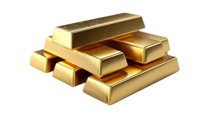 3D golden bars with shadow and light reflections, background isolated on a Transparent background, PNG file.