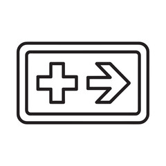 Fototapeta premium Simple black and white illustration of a medical exit sign with arrow
