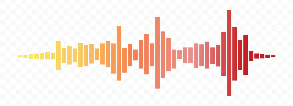 Colorful audio waveform visualization with gradient bars representing sound frequency and volume levels