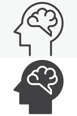 Brain activity line and solid vector icon set