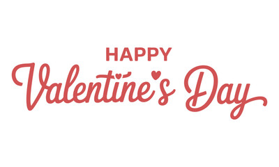 Elegant Happy Valentine's Day Vector Calligraphy with Red Hearts, vector illustration 