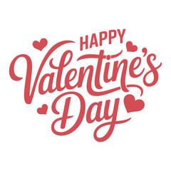 Happy Valentine's Day Calligraphy Lettering Design, Romantic Love Hearts Vector illustration 