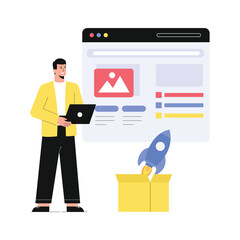 Launching Website  Vector Flat Illustration EPS 10 File	