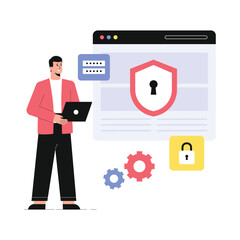 Web Security  Vector Flat Illustration EPS 10 File	