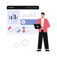 Analyzing Webpage  Vector Flat Illustration EPS 10 File	