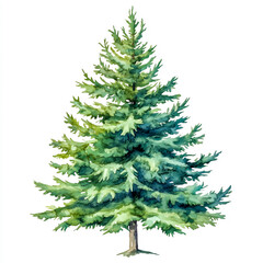 Obraz premium Christmas watercolor tree isolated on white background