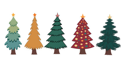 Obraz premium Set of Christmas Trees Collection Vector Illustration