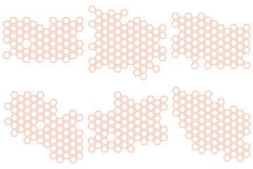 Propolis Honey comb pattern. Honeycomb structure background. Honey, pollen, wax, parchment and bee products in sketch style. Stock vector illustration isolated on white background.