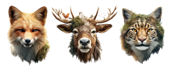 Surreal Wildlife Creatures with Nature Elements: Dreamlike and Highly Detailed Visions