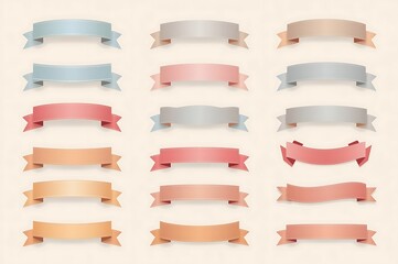 Collection of colorful banners and ribbons on transparent background for design projects