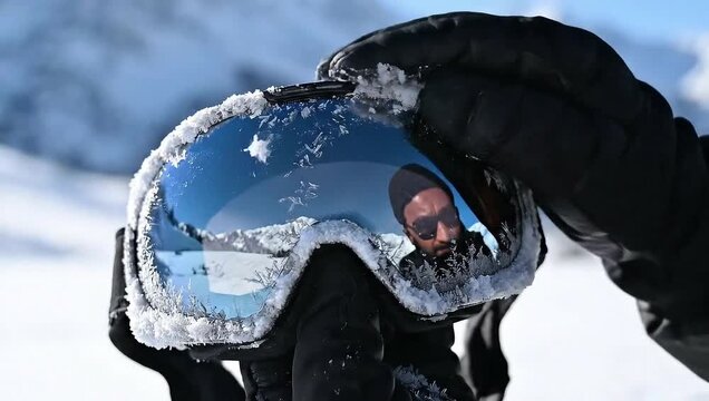 Ski Goggles in Snowy Mountains - A Winter Sports Adventure.