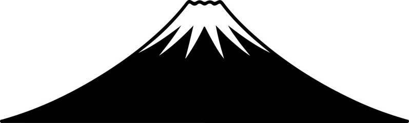 Obraz premium Mount Fuji silhouette with snow peak silhouette vector illustration