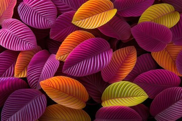 Vivid Colorful Leaves with Unique Textures in Various Shades