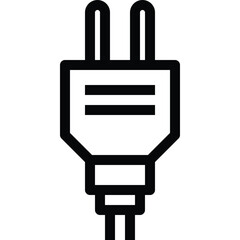 Obraz premium Grounded Electric Power Plug Line Icon