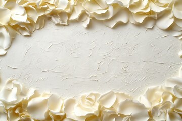 Soft Cream Petals Framed on Textured White Surface for Romantic Decor