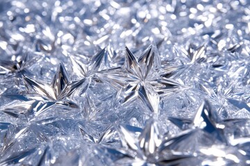 Shimmering Clear Crystal Stars on a Bed of Sparkling Glitter