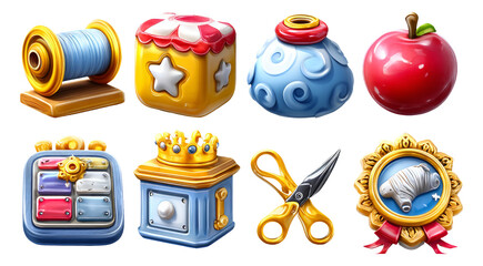 Whimsical 3D Icons of Craft and Textile Elements for Creative Projects