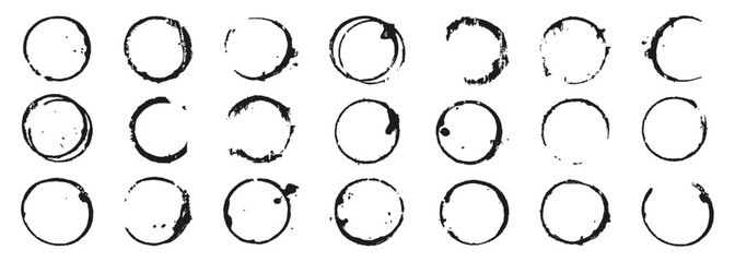 Hand drawn rough circular frames with uneven ink texture. Organic imperfect shapes create expressive artistic borders