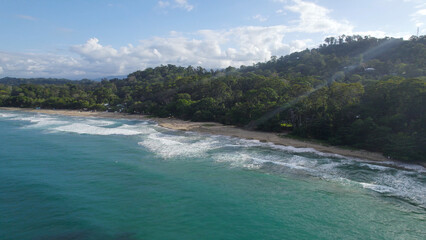 Obraz premium Aerial Overview of Punta Cocles Coastline in Puerto Viejo, Costa Rica