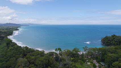 Aerial View of Punta Uva Coastline with Lush Greenery, Puerto Viejo, Costa Rica