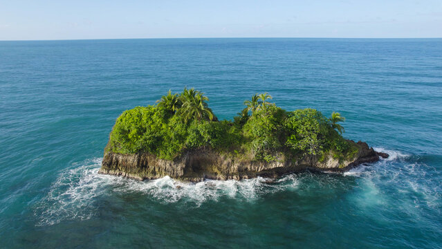 Aerial View of a Small Island Near Playa Cocles, Lim&oacute;n Province, Costa Rica