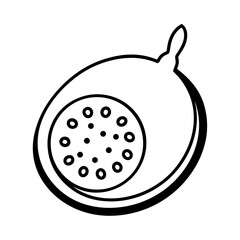 vector clip art passion fruit with black outline on white background for web and graphic design