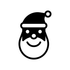 Santa Claus Icon: Cheerful Holiday Face with Hat and Beard for Christmas Design