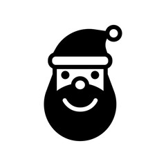 Santa Claus Icon: Cheerful Holiday Face with Hat and Beard for Christmas Design