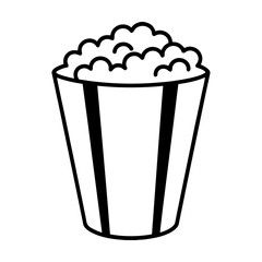 vector clip art popcorn bucket with black outline for web and graphic design