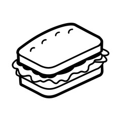 vector clip art roast beef sandwich with black outline for web and graphic design