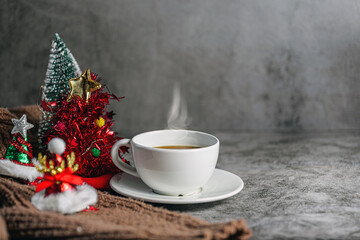 warm christmas coffee on Cozy knit shirt