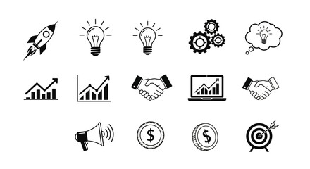Business icons and finance symbols.