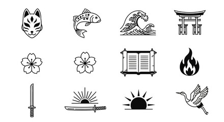 Collection of various symbolic icons.