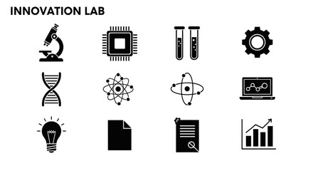 Innovation lab icons on screen.