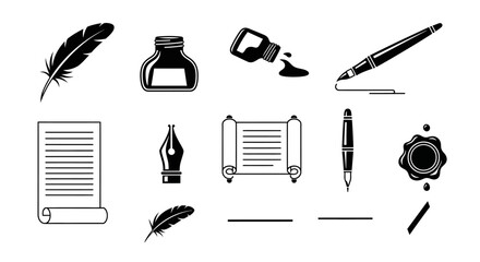 Obraz premium Vintage Writing Instruments and Papers.