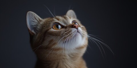 Obraz premium Charming American Shorthair Cat with Expressive Eyes in Closeup Studio Portrait Photography