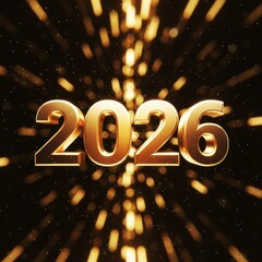 Golden New Year 2026 Celebration Dazzling Light Burst and Future Hopes
