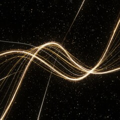 Dynamic Golden Light Trails Flowing Through a Dark Cosmic Space