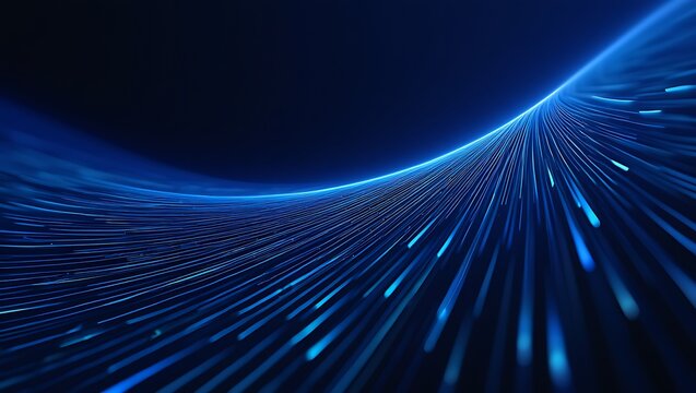 Futuristic Blue Abstract Technology Background with Glowing Digital Data Light Wave