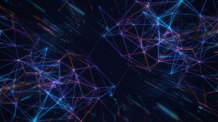 Abstract Technology Background with Colorful Neural Network Connections