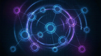 Abstract Technology Design with Circular Patterns and Neon Colors