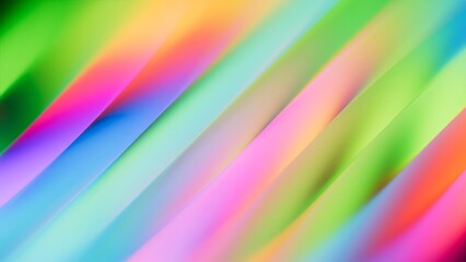 Abstract blurry background. Unfocussed pastel neon stripes slide diagonally in rainbow hues. Smooth, luminous gradient with motion.