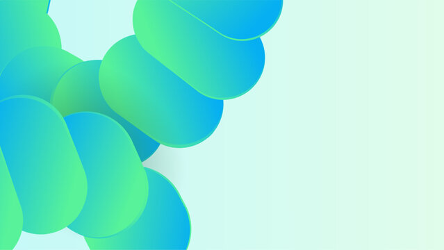 Abstract 3D capsule shapes background with blue and green gradients