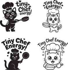 Tiny chef energy text vector on a white background