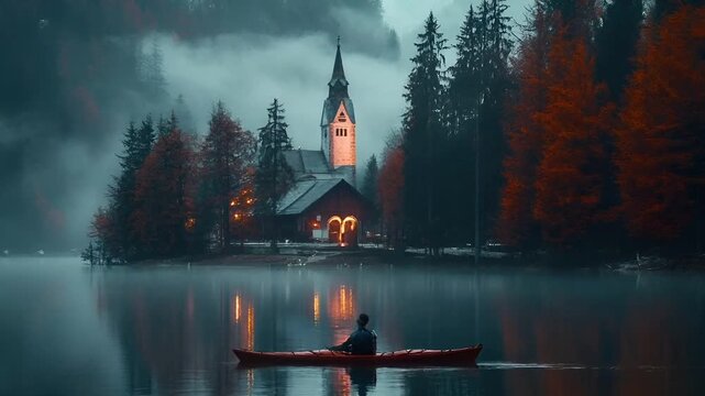 canoe video stock lifestyle HD element.