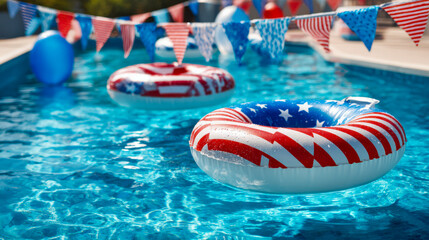American flag pool floats for Fourth of July party