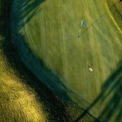 Golf Course Green with Flag and Sand Trap