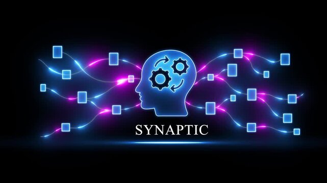 Futuristic Brain with Gears and Neural Connections Glowing in Blue and Purple Digital Animation digital glowing brain